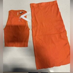House of Harlow 1960 Bold Orange Knit Skirt Set